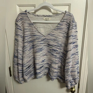 Madewell Rainbow Jacquard Full Sleeve Pullover Knit Top Sweater V-neck Size XL